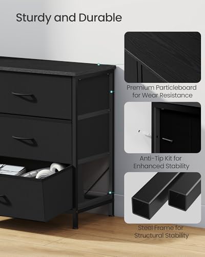 Image of SONGMICS Dresser with 9 Fabric Drawers, TV Stand for TVs Up to 70 Inches