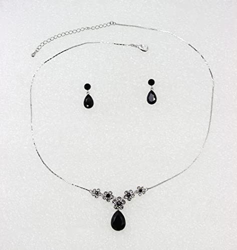 Image of Faship Gorgeous Rhinestone Crystal Floral Necklace Earrings Set