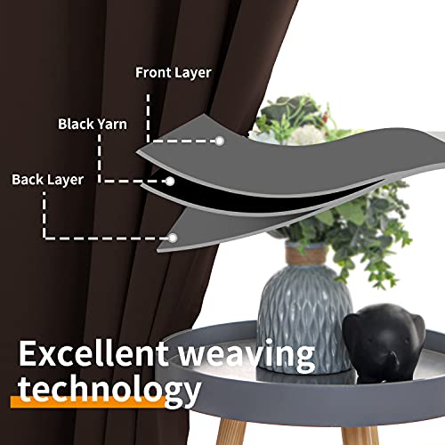 Image of YoungsTex Brown Blackout Curtains for Bedroom 84 Inches Length - Thermal Insulated with Grommet Room Darkening Curtains for Living Room, 2 Panels, 42 x 84 Inch