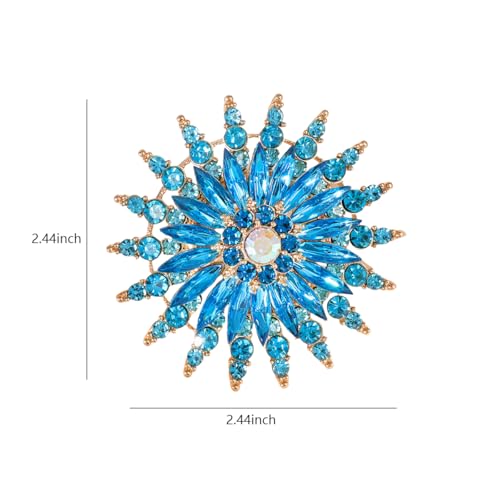 Image of Large Crystal Flower Brooch Pin for Women Red purple pink green Rhinestone Flower Lapel Pin Wedding Party Birthday Dance Banquet Dress Suit Ceremony Clothes Hat Bag Accessories Jewelry