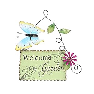 Olymajy gartenschild deko, lustige Wanddeko oder Türdeko – Dekoration Lieblingsplatz Garten Willkommen in Meinem Garten Schmetterlings-Tür-Plakette für Garten Veranda Türdeko Dekor für Outdoor Garten