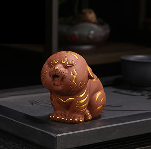 Hoobar Zisha Kung Fu Tea Accessories Tiger Ceramic Decoration Ornaments for Tea Fans - Cute Tiger Red Mud