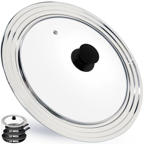 Comparison: Best Metal Pot Lid 3 13 Inch Large Universal Pan Lid, Stainless Steel Pots Lid Fit 11, 12,13 Inch Pots and Pans, Heat Resistant Stainless Steel and Tempered Glass Lid, 13 In Frying Pans Lid