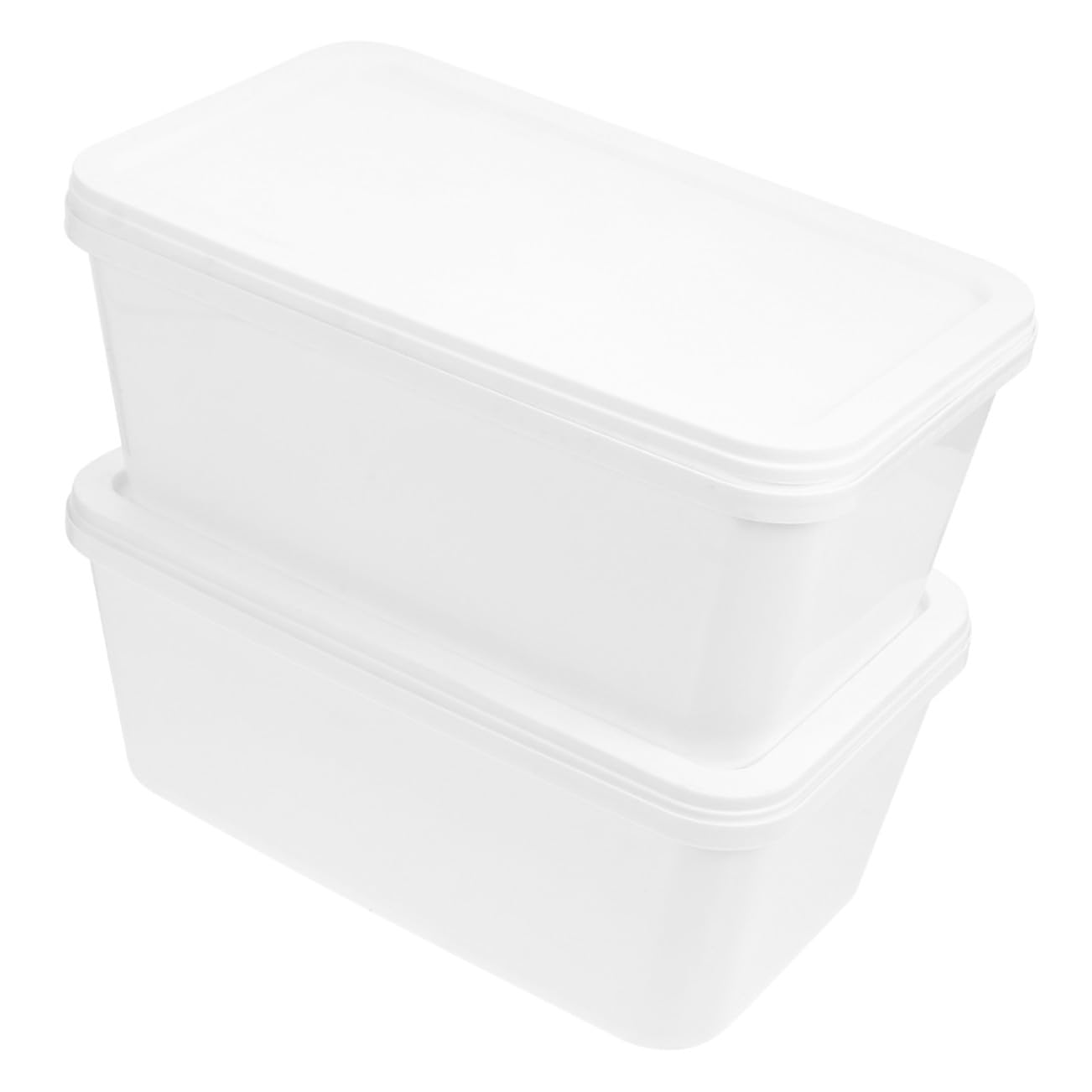 SECFOU Set da 2 Contenitori per Gelato in Plastica Bianca da 3 Litri, per Conservare e Preparare Gelato a Casa Chiusura Ermetica e Design Rettangolare