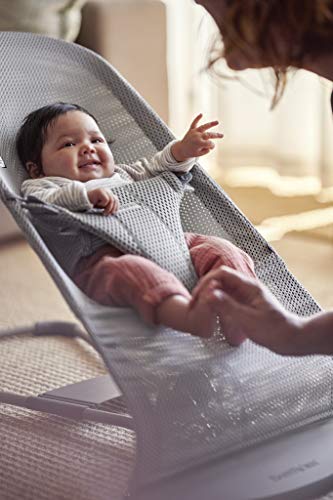 Image of BabyBjorn Bouncer Bliss, Gray, Mesh | 2-in-1 Adjustable Baby Bouncer Seat and Toddler Chair, Newborn to Toddler (8-29 lbs), 4 Positions, Lightweight & Portable