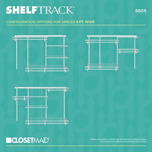 ClosetMaid ShelfTrack Wire Closet Organizer System, Adjustable from 5 to 8 Ft., with Shelves, Clothes Rods, Hardware, Durable Steel, White by ClosetMaid - Image 4