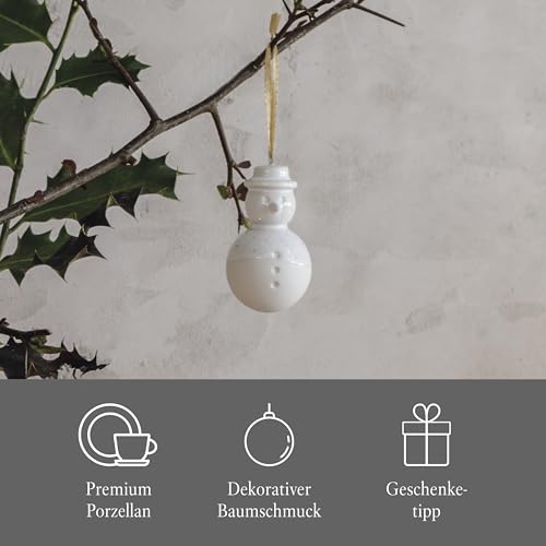 Like. by Villeroy & Boch – Winter Glow Ornament Schneemann Beige, Baumschmuck, Weihnachtsdekorationen, Deko Weihnachten, Christbaumschmuck, Premium Porzellan – Bild 3