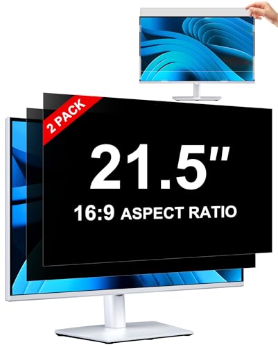 [2-Pack] Privacy Screen For Computer Monitor 21.5-Inch 16:9 Aspect Ratio; Anti Spy/Bule Light/Glare And Eye Protection 2 Install Ways Removable For Office Airport Cafe And Other Public Area; Diagonal 21.5 Inches Width 18.74 Inches Height 10.54 Inches