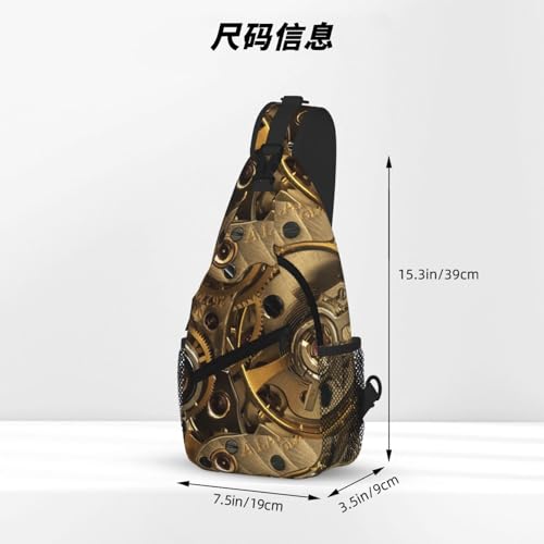 Cross Chest Bag Diagonally-Cool Steampunk Gears Print Durable Hiking Daypacks With Large Capacity For Women Men4