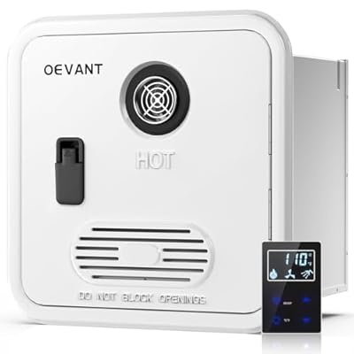 OEVANT RV Tankless Water Heater,55,000 BTU RV Instant Water Heater with Remote Controller,16x16 inch Door?Front Water Outlet,Propane Gas, DC 12V, CSA Certificated,Compatible with All RVs-White