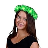 Set of 12 Green LED Hawaiian Lei Floral Headband Light Up Flower Crowns