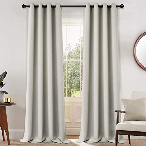 Yakamok Blackout Curtains for Bedroom,Room Darkening Thermal Insulated Grommet Top Drapes for Living Room,Light Beige,52x108 Inch, 2 Panels