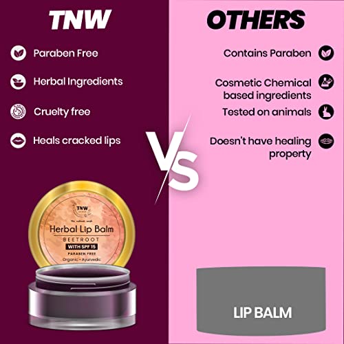 TNW-THE NATURAL WASH Herbal Beetroot Lip Balm For Dry Damaged and Chapped Lip - 5gm | Enriched with Cocoa Butter, Shea Butter & Essential Oils | Lip Balm with SPF 15 | For Nourish & Moisturize Lips | For Women & Men