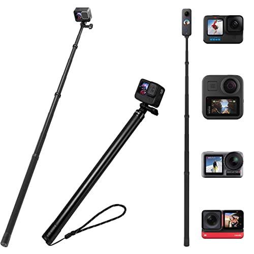 TELESIN Perche à Selfie Ultra Longue Compatible avec GoPro Hero11/10/9/8/Max, Insta 360 One R/RS One X, Osmo Action, 6 Longueurs de Perche légère en Fibre de Carbone 3 m Cover