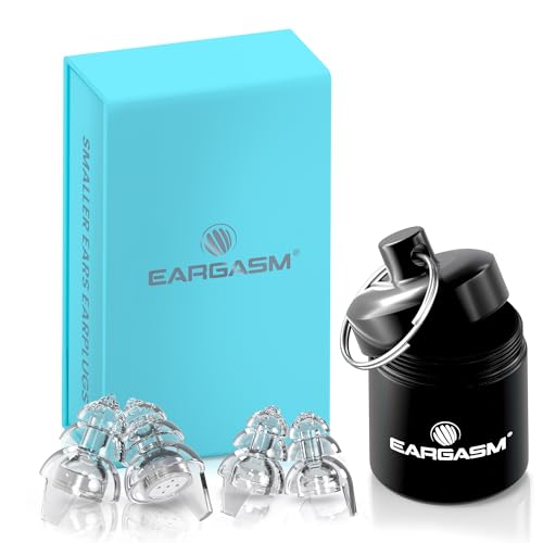 Image of Eargasm Smaller Ears Transparent Clear Earplugs for Concerts, Festivals, Musicians, Night-Life, Motorcycle Hearing Protection - Reusable Ear Plugs for Small Ear Canals, Noise Reduction up to 21 dB