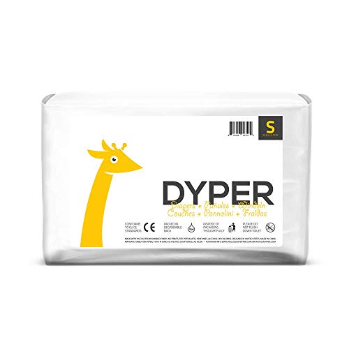 Dyper Responsibly Sourced Bamboo Baby Diapers | Ink Free, Soft + Durable | Small | 6-16 lbs | 44 Count