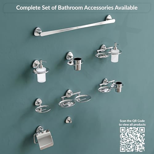 Image of Plantex J4 Stainless Steel Towel Holder in Bathroom /Cloth Hanger for Bathroom /24 Inch Single Towel Rod /Bathroom Accessories (Chrome Finish) Angel