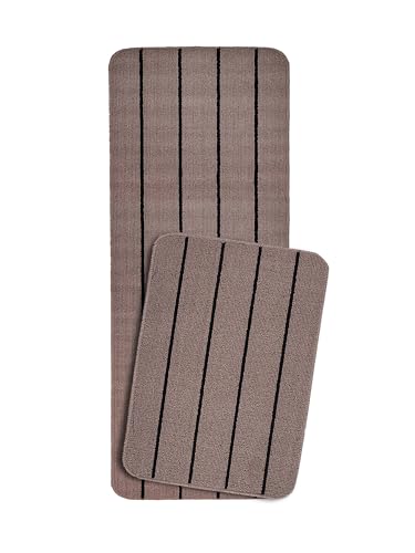 Image of SARAL Home Multiuse Combo Pack of 2Pc | Polyester Door Mat 45x60 & Runner Floor Mat 43x120| Anti-Skid | Modern Design