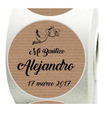100 etichette adesive in carta kraft, design