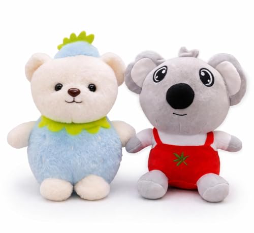 Image of Bear & Koala Combo Soft Toys for Kids - Cute Plush Stuffed Animal Set (Pack of 2) | Soft Cuddly Toys for Boys & Girls | Birthday Gift, Home Decor & Kids Play Toy (Color May Vary)