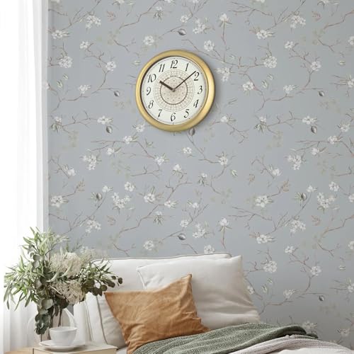 Image of Seiko Henna Wall Clock - 13 inch Gold Case, Floral Dial, Quartz Movement, Battery Operated (Size: 32.5 x 4.5 x 32.5 CM | Weight: 600 gram) QHA018F