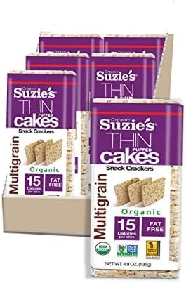 Organic Multigrain Rice Cake Thins|6 Pack|USDA Organic, NON-GMO, Fat-Free, Sugar-Free, Gluten-Free|Low-Calorie Snack-16 Calories Per Slice|Bread & Cracker Replacement