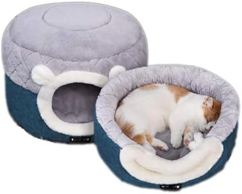 Vilom ペットベッド 犬 猫 ドーム型 ペットハウス ペットソファー 涼感マット クッション付き 洗える ふわふわ 夏冬兼用 保温 防寒 滑り止め 室内用 おしゃれ かわいい 小型犬 猫用 ハチの巣形 両用 取り外し可能 快適寝床 ペット用品 (M)