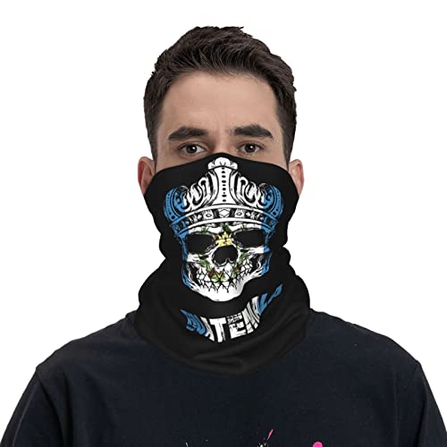 King Skull Guatemala Flag Seamless Neck Gaiter Face Mask Seamless UV Protection Shield Scarf Bandana for Motorcycle Cycling Riding Running Headbands White4
