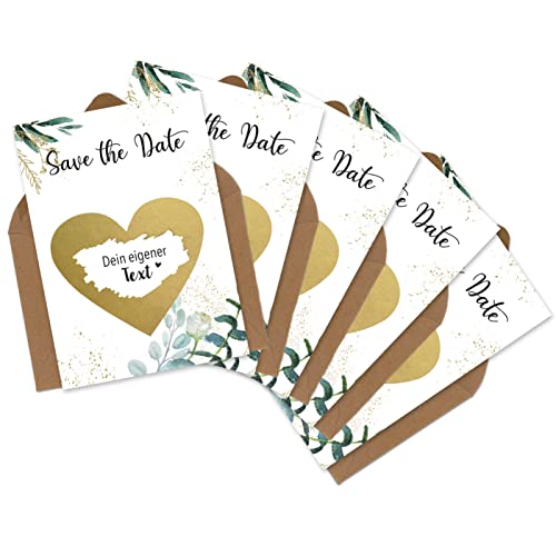 OWLBOOK - Juego de 5 tarjetas de rascar para escribir tú mismo - Guardar la fecha - Sin rascar para tu propio texto - Ideas de regalo como tarjetas Save the Date para bodas y compromisos