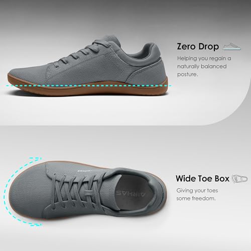 Mens Barefoot Wide Toe Box Shoes Lightweight Walking Shoes Flexible Zero Drop Sneakers for Men Summer Minimalist Casual Shoes(Dark Grey/Gum,10.5)2