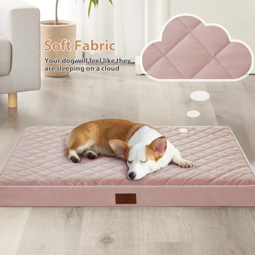 Image of WNPETHOME Orthopedic Dog Bed for Large Dogs, Extra Large Waterproof With Removable Washable Cover & Anti-Slip Bottom, Egg Crate Foam Pet Mat, Multi-Needle Quilting XL Crate Bed
