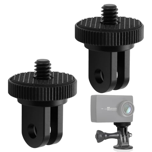 Adaptador Giratorio De 360° para Cámara De Acción (Paquete De 2), Soporte De Aluminio para Gopro De 1/4 De Pulgada, Adaptador De Rosca para Trípode Giratorio Negro, Compatible con Gopro
