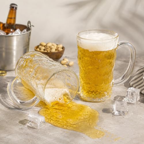 Image of WRINGO Premium Beer Glasses 450 ML Beer Mug, Traditional Beer Mug Glasses Set, Perfect for Everyday Drinking,Cocktail Bars Home (Set of 2)