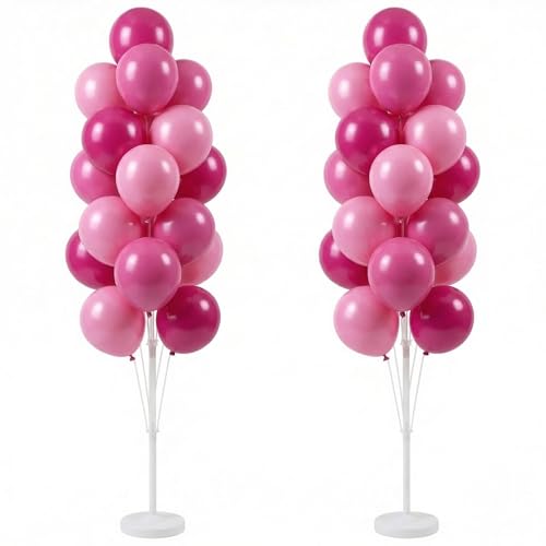 Image of HIINS 2 Set Pink Balloon Tower Stand,5FT with Water Fillable Base for Party