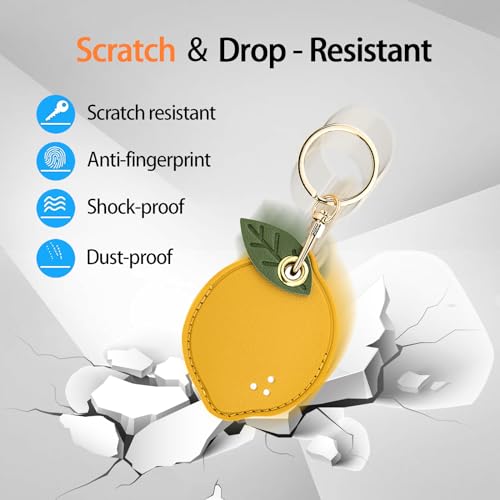 Image of Leather Keychain Case Holder Compatible with Apple AirTag, GPS Airtag Keychain Finder Tracker with Key Ring, Anti-Scratch Protective Air Tag Cover | Leather