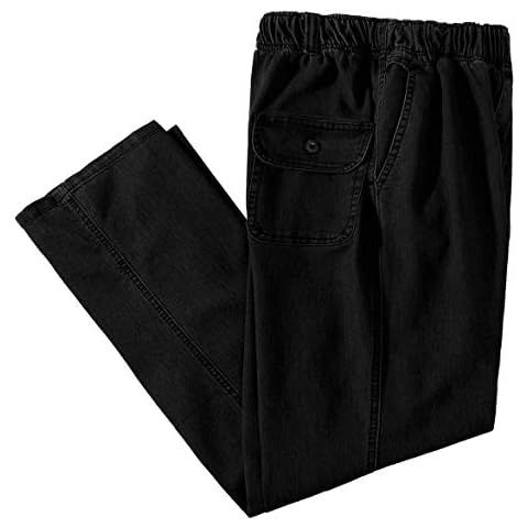 Ylingjun Mens Elastic Waist Jeans Casual Loose Fit Pull On Jeans Denim Pants, Black, 40 Cover
