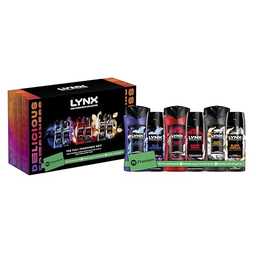 Lynx Gift Set The Full Fragrance Edit with three body spray and body wash duos includes 2 months of Spotify Premium* 6 piece
