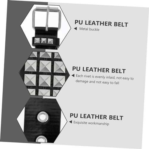 Punk Rivet Waist Belt for Men Stylish PU Leather Decorative Belt Square Studs Versatile Fashion Accessory for Casual and Formal Wear3