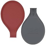 SbS Silicone Spoon Rests, Utensil Holder for Kitchen Set of 2 in Red and Gray, Extra Large Size