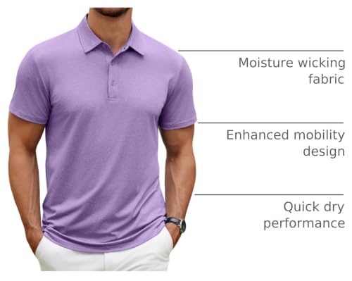 Image of COOFANDY Men's Polo Shirt Golf Quick Dry Performance Short Sleeve Moisture Wicking Athletic Polo Collared Tennis T-Shirt
