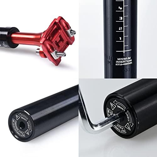 ThinkTop Bike Aluminum Alloy Seatpost φ27.2 28.6 30.9 31.6mm Adjustable Length 400mm Suspension Seat Post for MTB Road Bicycle Shock Absorption 5cm High Stiffness - Image 3