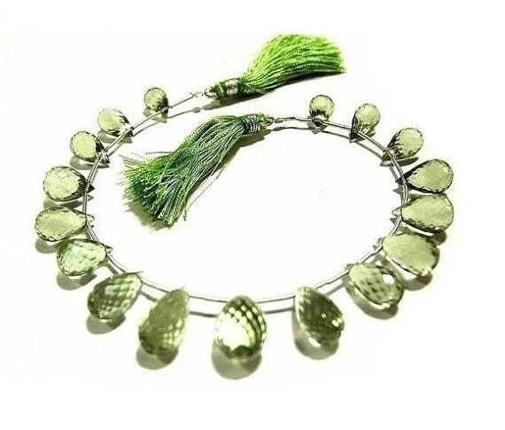 Améthyste verte briolettes gouttes facettées AAA 10x6-15x9 mm - 3