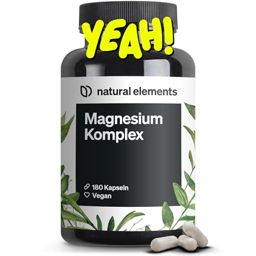 natural elements Magnesium Komplex - Premium: Aus 5 hochwertigen Verbindungen - 400mg elementares Magnesium pro Tagesdosis - Laborgeprüft, vegan, hochdosiert natural elements Magnesium Komplex - Premium: Aus 5 hochwertigen Verbindungen - 400mg elementares Magnesium pro Tagesdosis - Laborgeprüft, vegan, hochdosiert