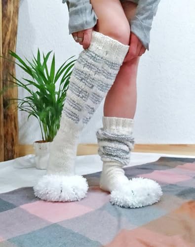 Women Kawaii Cat Paw Knee High Socks Fuzzy Cute Fleece Warm Leg Warmers Stockings Christmas Gift for Girls2