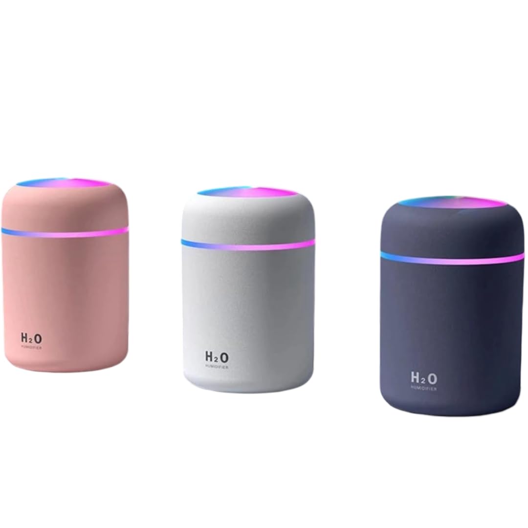 Portable Desktop Humidifier with LED Light, H2O Design, Cylindrical Tabletop Model-image-6