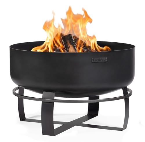 Image of VIKING XXL Fire Bowl & BBQ 80cm, Very Heavy Duty Hand-Forged 2mm Natural Steel Wood-Burning Fire Pit for Garden and Patio, Deep Bowl with Welded Carry Hoop, Made in Europe by Cook King