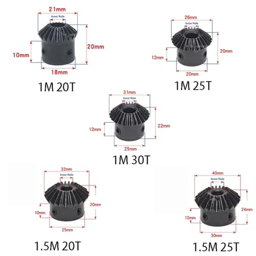 Engrenage conique acier 45 haute résistance module 1 pour angle 90°