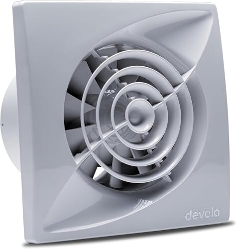 Devola 100mm Bathroom Extractor Fan with Humidistat and Timer Quiet Axial Fan 4 inch Bathroom Fan Kitchen Fan Made in Britain (Humidistat & Timer Model) - DVQF100H