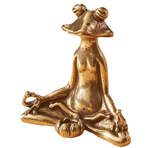 PIGPIGFLY Zen Frosch Skulptur aus Metall, Yoga-Frosch, Meditative...
