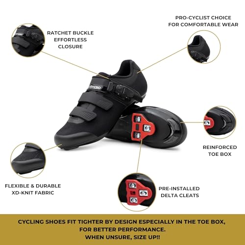 Image of Tommaso Strada Mens SPD Shoes-Ready-to-Ride Mens Cycling Shoes with Pre-Installed SPD Cleats-Explore Vareity Cycling Shoes & Bike Accessories.